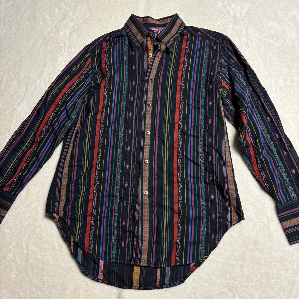 Robert Graham Mens Button Down Shirt Size S Mardi Gras Voodoo Skulls Flip Cuff